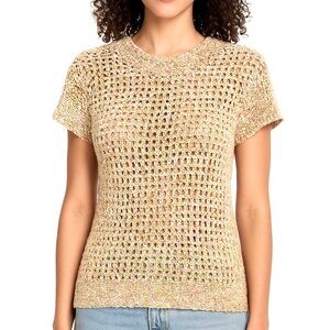 Cabi Multicolor Bouclé Knit Short Sleeve Summer Sweater Size M